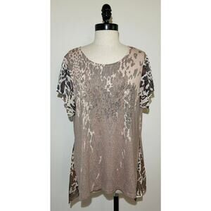 FYLO London Animal Print Leopard Polyester Viscose Blouse Top Shirt Womens XL